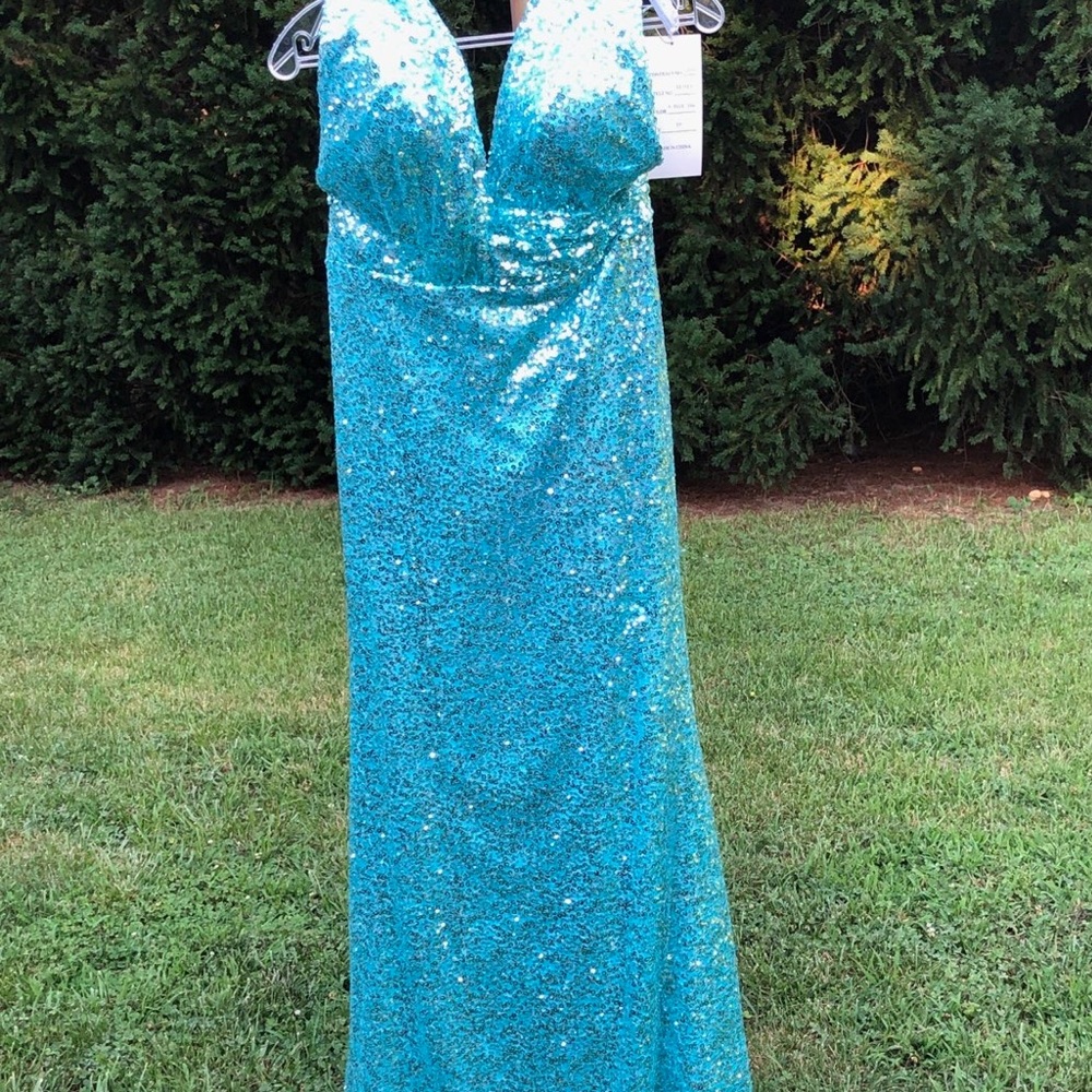 Sequined blue formal dress